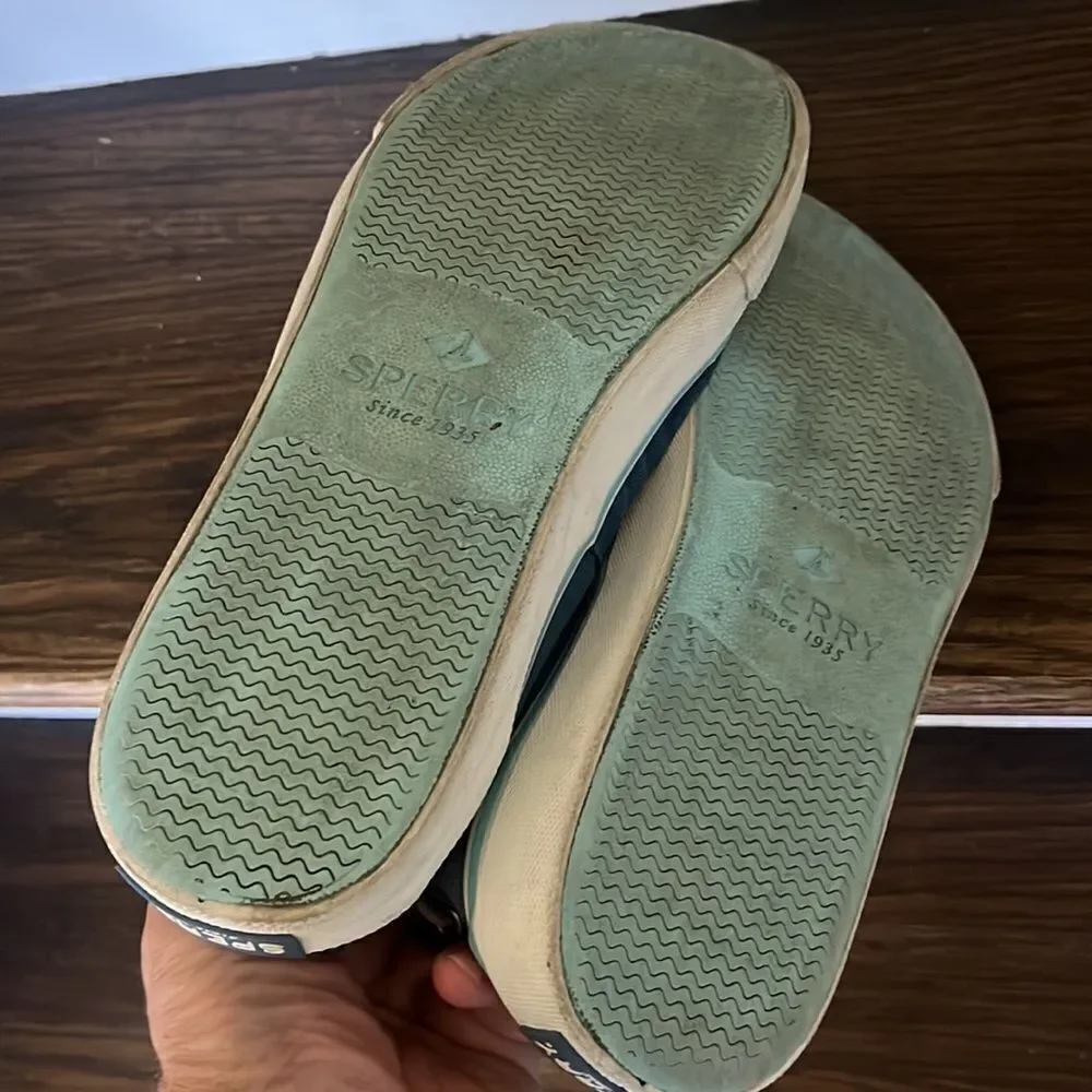 Sperry Topsider Halyard blue chambray sailboat canvas boat yacht deck shoes 10